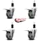 Service Caster 3.5'' Gray Poly Swivel 1-3/8'' Expanding Stem Caster Set Total Lock Brake, 4PK SCC-EXTTL20S3514-PPUB-138-4 - alternate 4